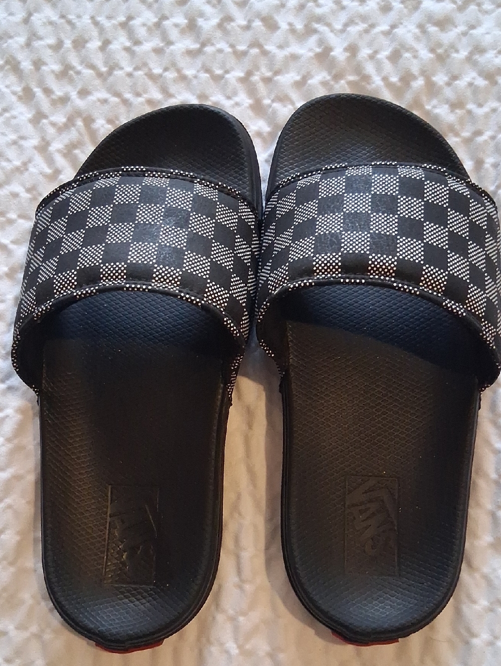 Vans Black & White Checkerboard Slide Sandals